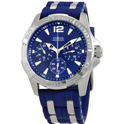 Guess Oasis Blue Silicone Strap Blue Dial Quartz Watch 